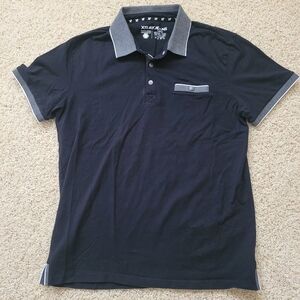 XRay Jeans Mens Black Cotton Stretch Polo Shirt L